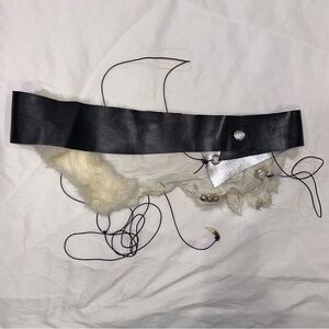 Handmade fur leather belt / indie sleaze